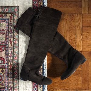 Massimo Dutti Chocolate Suede Over Knee Boots
